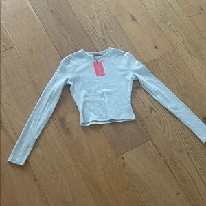 Light Blue Long Sleeve Crop Top